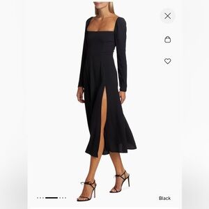 Reformation Sigmund Squareneck Midi Dress in Black, Size 0